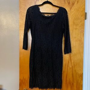 Diana Von Furstenberg Black Lace Dress